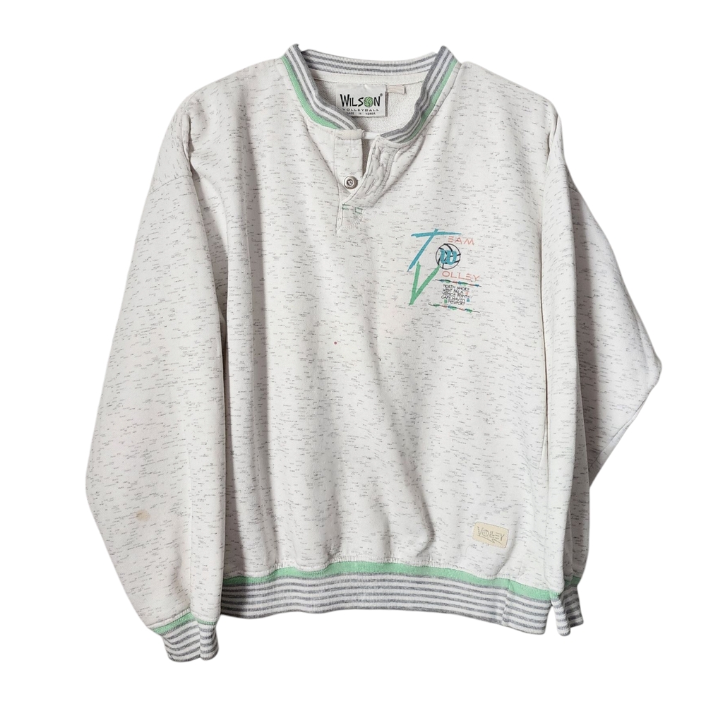WILSON‎ VOLLEYBALL VINTAGE 80s Heather Gray Graphic Sweatshirt Sporty
